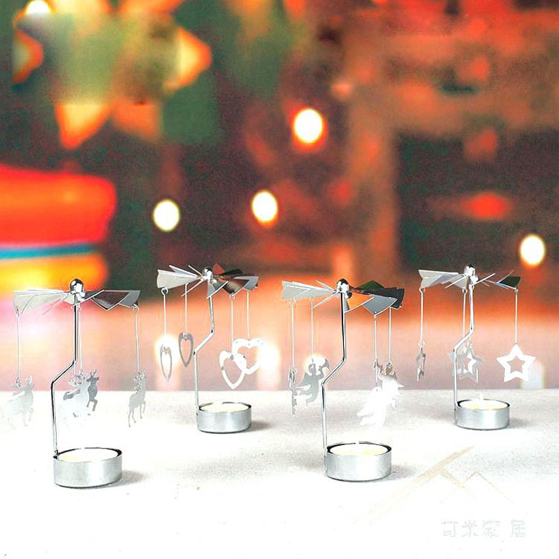 

Rotating Spinning Light Candle Holders Stand Rotation Candlestick Party Table Desk Decoration Christmas Gift