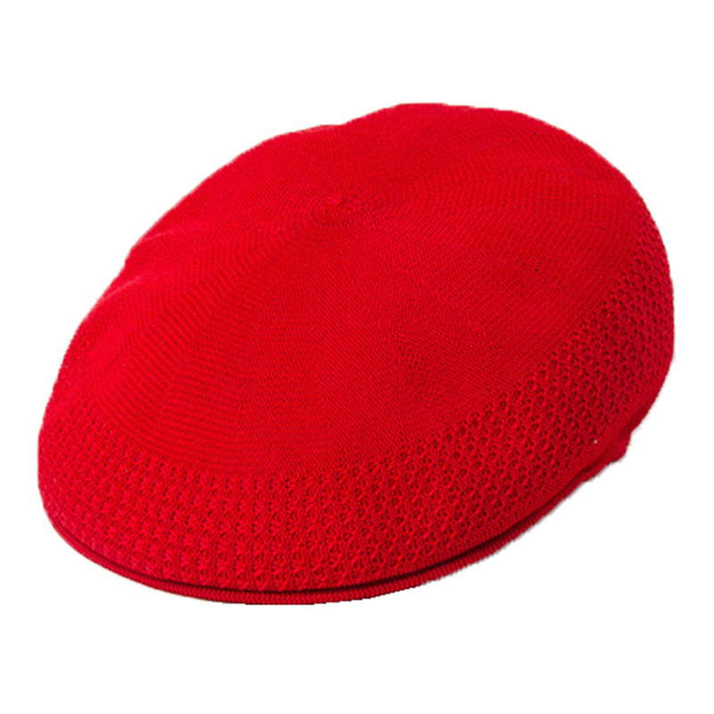 

DOUBCHOW Women's Summer Breathable Knitted Jacquard French Berets with Visor Beanie Hat 2020 Maiden Baret Beanie Cap Flat Hat, Red