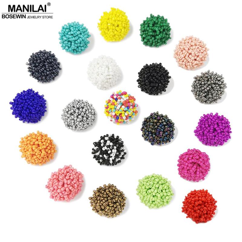 

MANILAI Perfect Match Bohemia Earrings For Women Accessories Ethnic Jewelry Resin Handmade Beaded Earrings 19 Color Choice