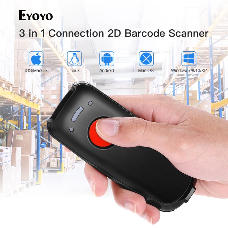 

Eyoyo EY-004A Mini 2D Wireless Barcode Scanner Bluetooth&2.4GHz Wireless&Wired Connection for Tablet PC CCD Bar Code Reader