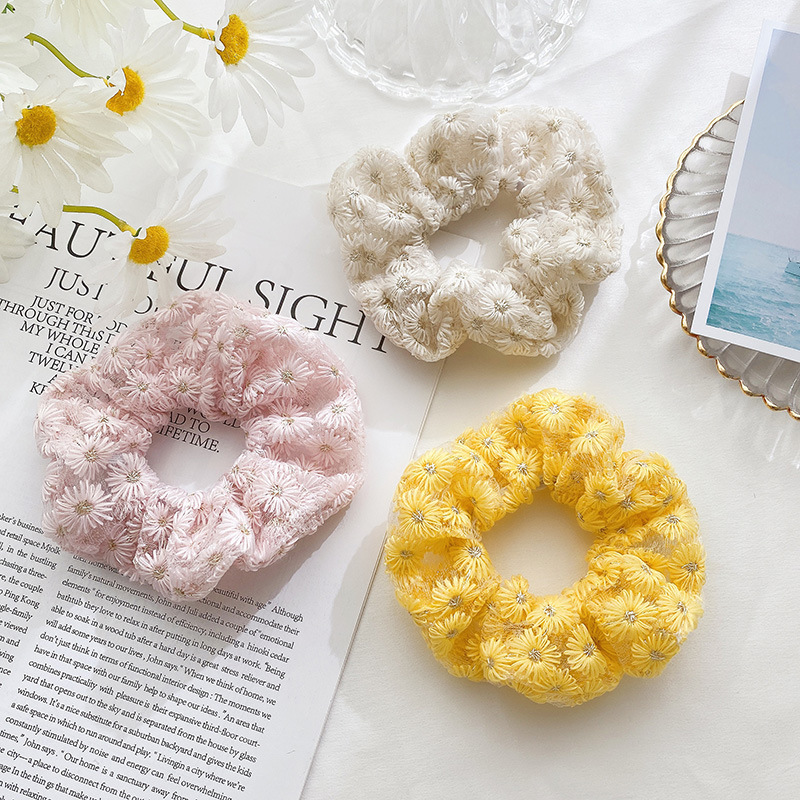 

3D Daisy Lace Hair Bands For Women Ponytail Holder Girls Elastic Hair Tie Scrunchie Rubber Bands Accessories Fashion 2020