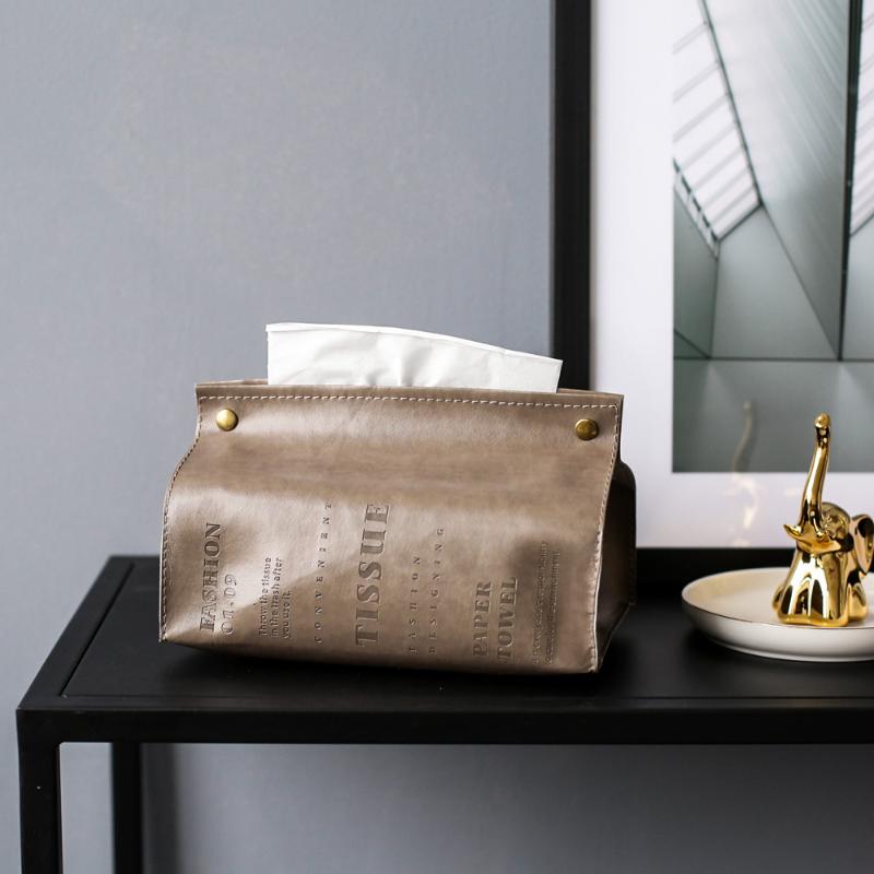 

Luxury PU Leather Tissue Box Letter Pineapple Pattern Foldable Napkin Holder Rectangle Home Kitchen Paper Holder Storage Box