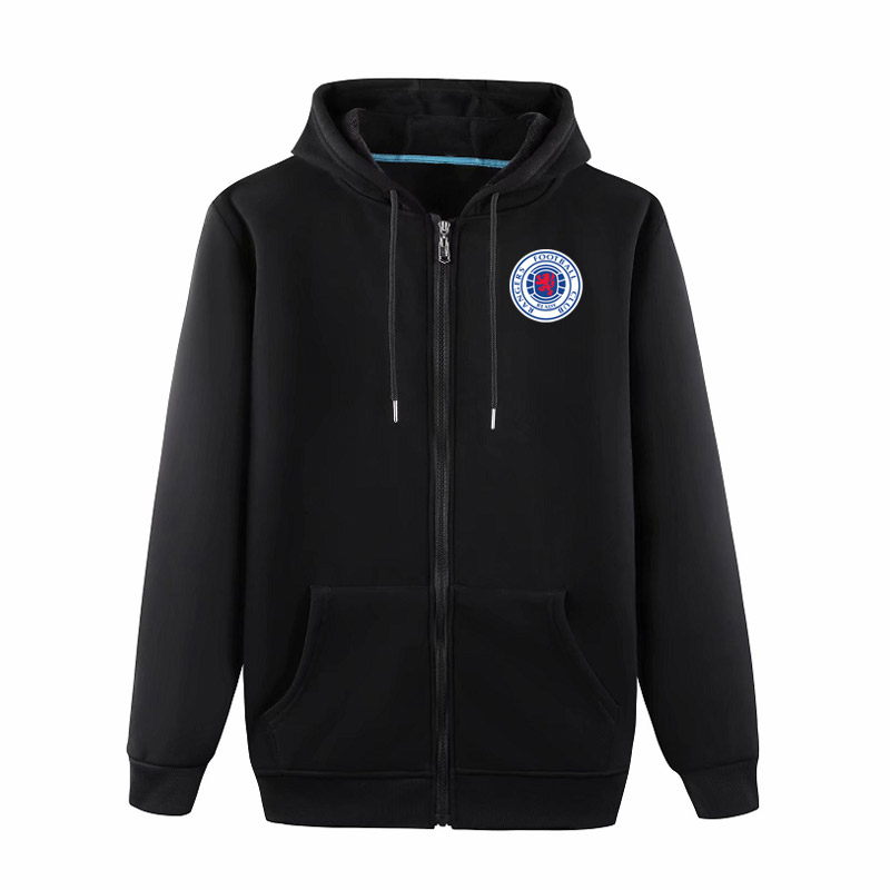 

2020 Rangers FC Hoodie soccer Jackets Survetement Training Suit Long Sleeve Soccer Tracksuit sports cotton winter Hooded Men's Jackets, Black;brown
