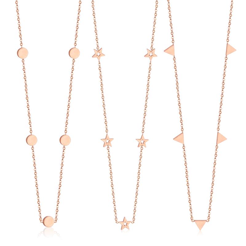 

LUXUKISSKIDS Rose Gold Necklace Women Collars Accessories Stainless Steel Star Round Choker Chains Neckalce Collier Party