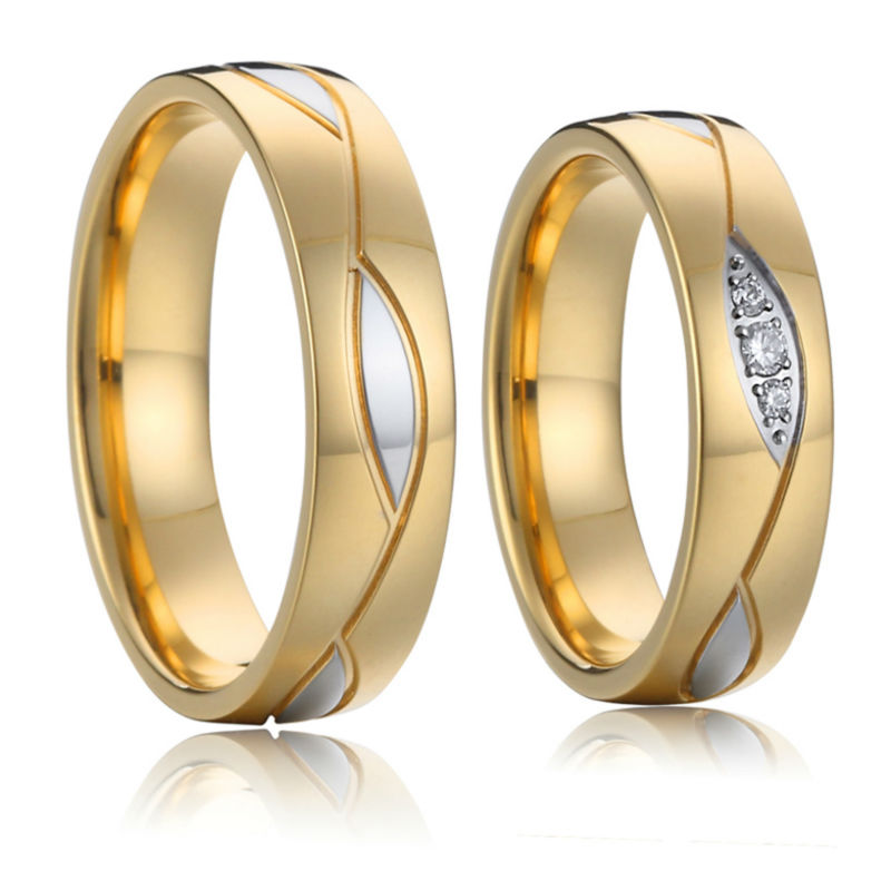

Lover's Alliance Couple wedding rings set for men and women Ladies Gold Filled stainless steel Jewelry Marriage finger ring