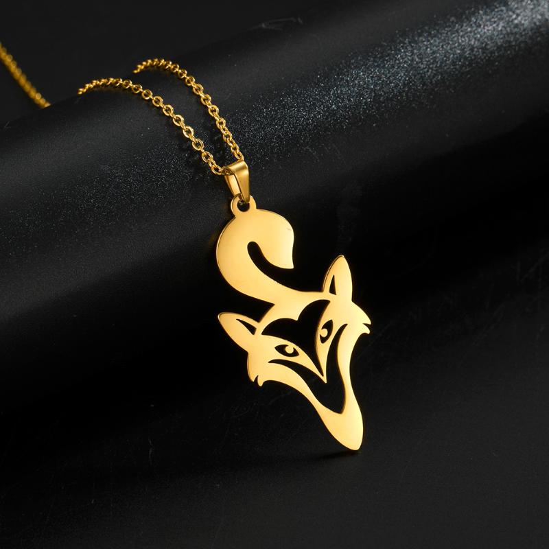 

Fishhook Stainless Steel Big Tail Gold Color Statement Gift For Woman Man Long Pendant Charm Hollow Chain Necklace Jewelry