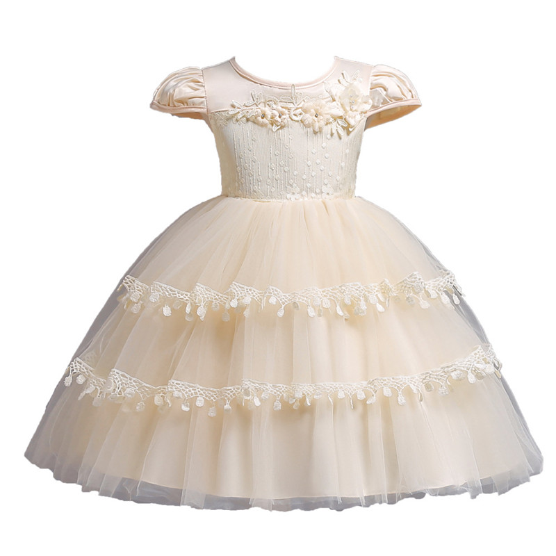 

Fashion Girls Wedding Party Dresses Elegant Baby Girl Embroidered Carnival Dress Kids Princess Birthday Prom Designs Ball Gown, Lavender