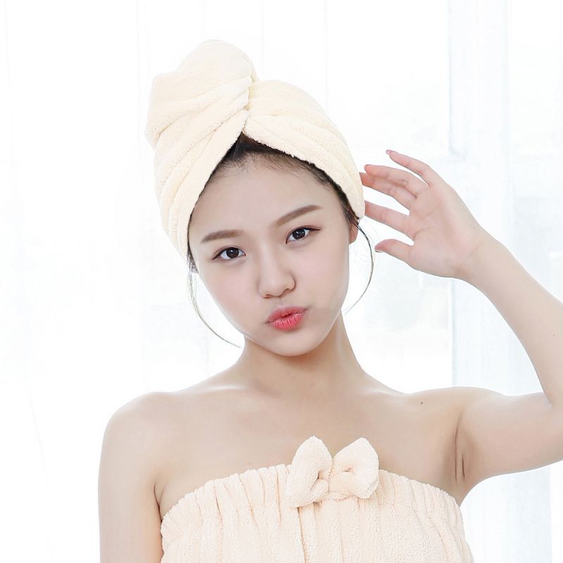 

Women Bathroom Hair Fast Drying Towel 25x65cm Quick Dry Wrap Caps Microfiber Bath Super Absorbent Hats