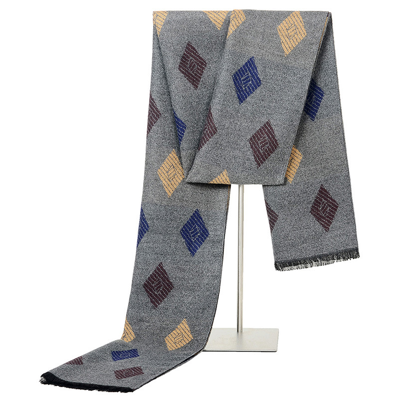 

Fashion diamond design high Quality Warm Neckercheif men scarf Tassel Cashmere Modal Winter Luxury Male Foulard Plaid Scarves