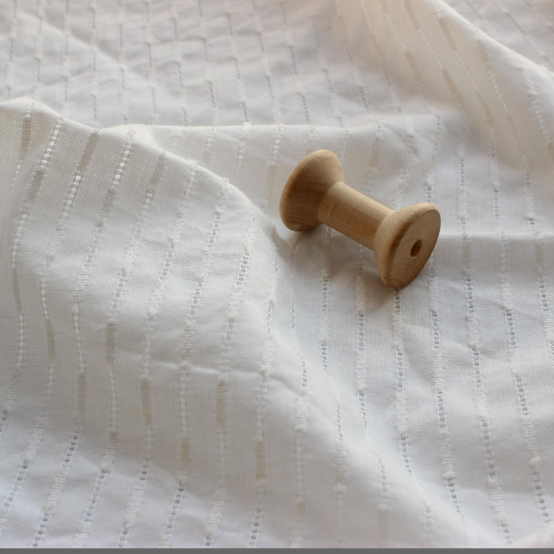 

White Cotton Cloth Plaid Jacquard Fabric Small Floral Shirt Skirt Dress Fabric Wear 100x145cm DS01