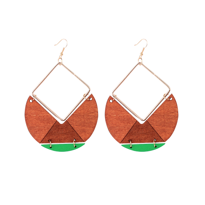 

Trendy Brown Wooden Earrings Popular Personality Style Fashion Jewelry Gold Drop Big Dangle Earrings For Woman Gifts 2020 New