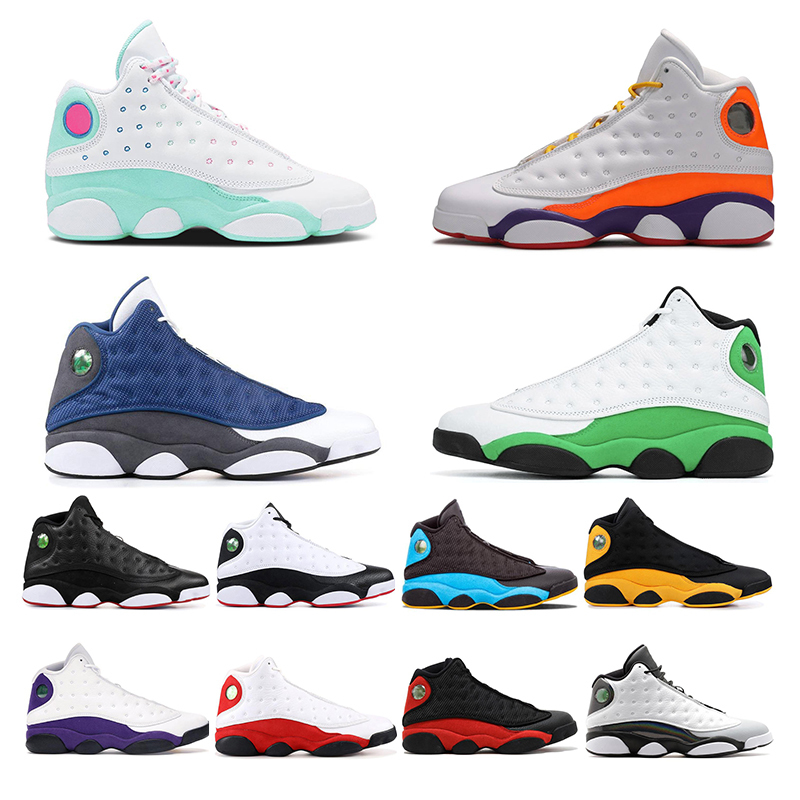 

Top Aurora Green Playground Flint 13s Top Quality Jumpman 13 Men Women Basketball Shoes Bred Luky GREEN Cap and Gown Sport Sneakers, #1