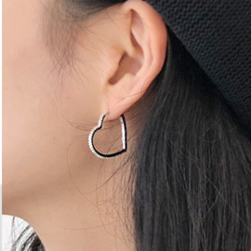 

Rhinestone Heart hoop earrings for women gold color minimalist dainty zircon earrings fashion