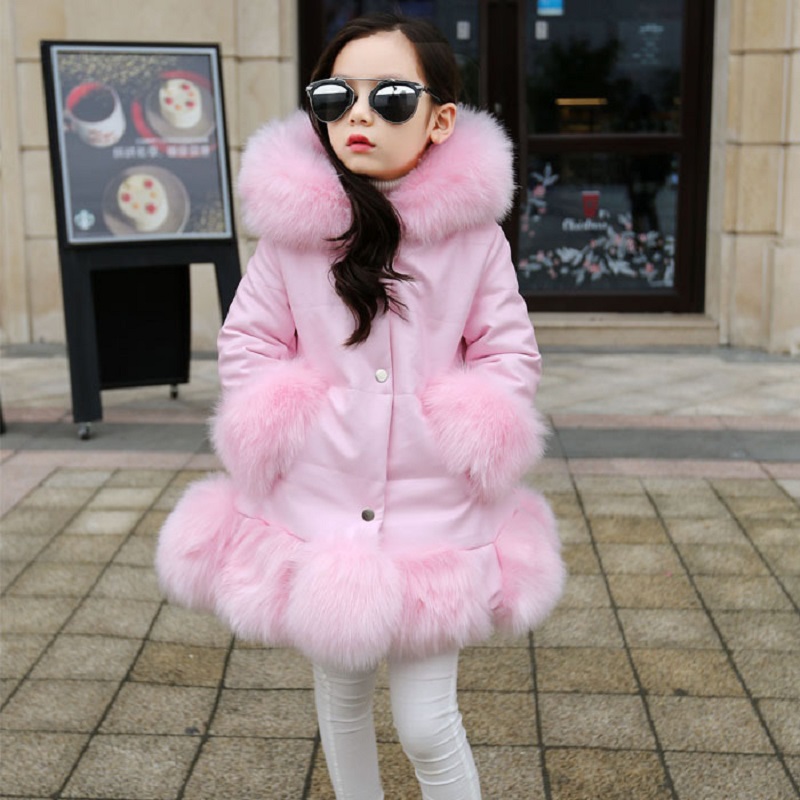 

Fashion Baby Winter warm Outerwear & Coats Children's Long Girls Coat Kids Clothes Fur coat, As pictures