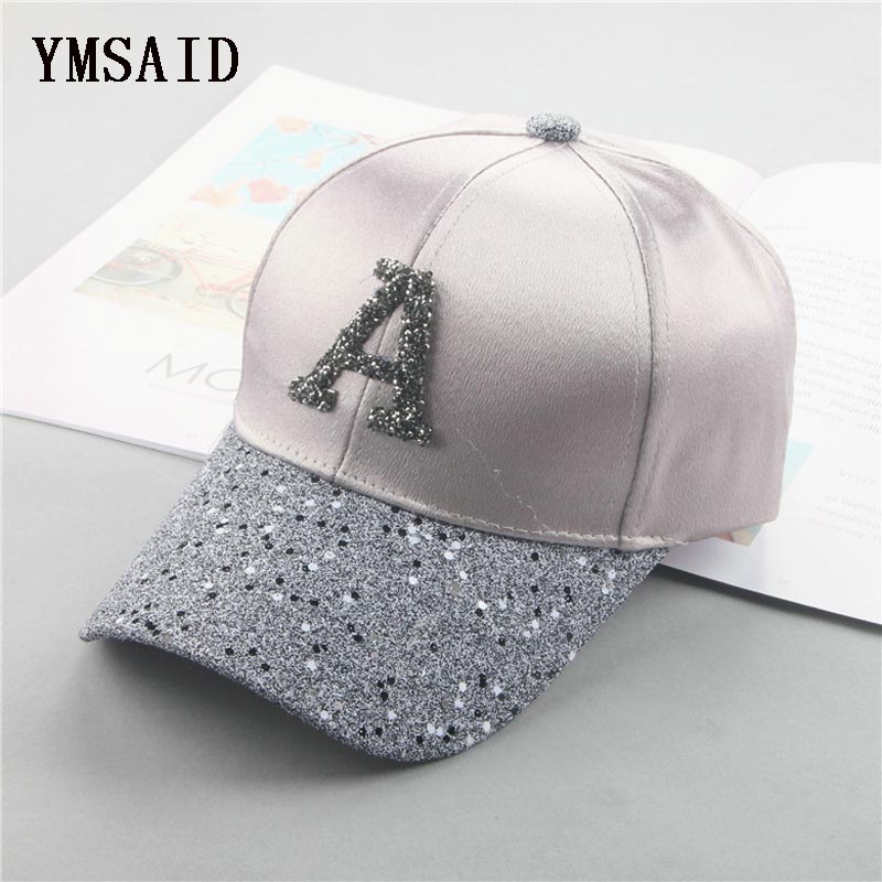 

Ymsaid 2020 New Rhinestone Baseball Cap Casual Sports Men Women Hat Snapback Hat Gorra Hombre Sequins Hip Hop Hats, White