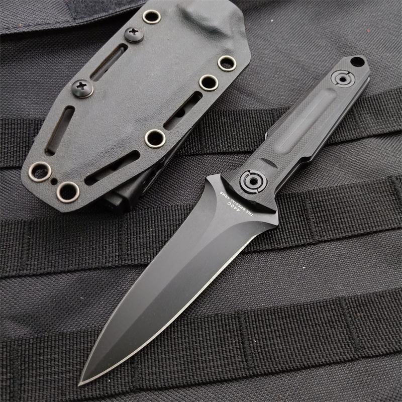 

New Arrival Fixed Blade Knife 440C Black Spear Point Blade G10 Handle Survival Straight Knives With ABS K Sheath