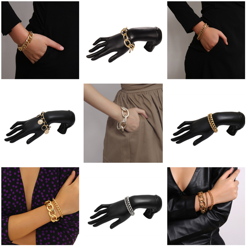 

Find Me new Punk Chain Bracelet Women Geometric Plated Alloy Simple Thick Bracelets 2020 Fashion Jewelry Accessories Wholesale