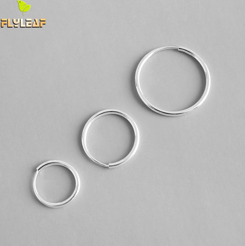 

925 Sterling Silver Thin Circle Hoop Earrings For Women Chic Style Lady Student Fine Jewelry Flyleaf