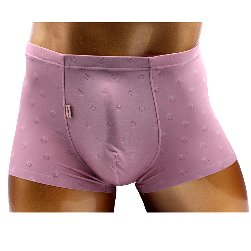 

Men Underwear New Hot Breathable Men Solid Ice Silk Cool Underpant U Convex Design Underwear Pink Sexy Boxer Trunks Sport