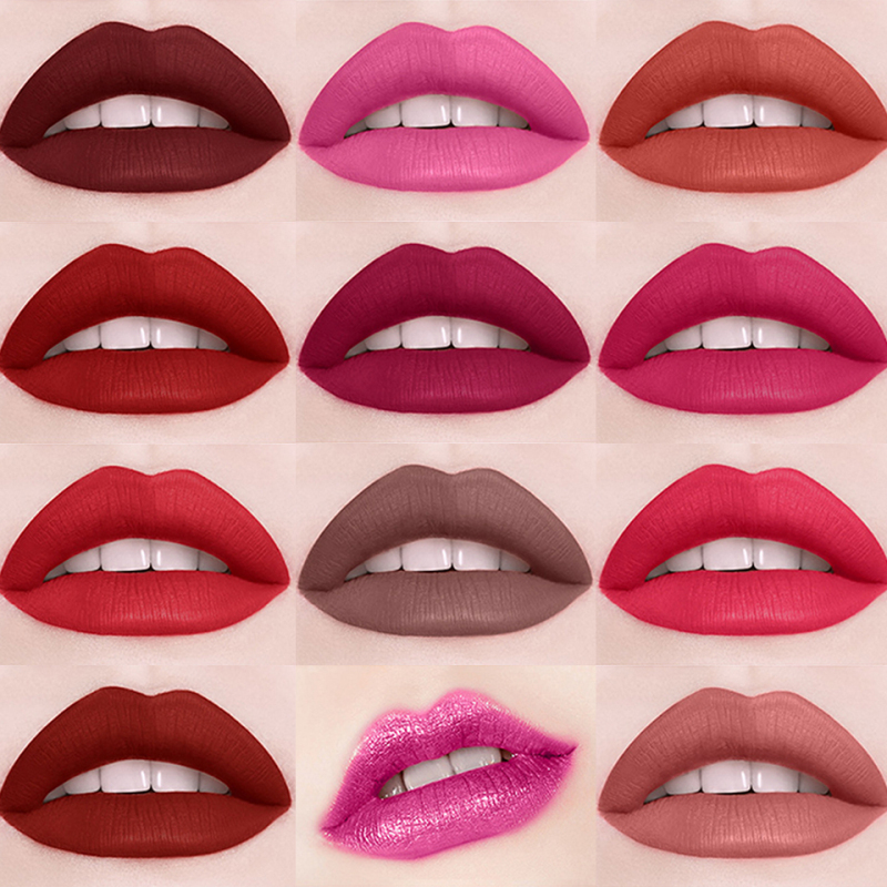 

Matte Lip Gloss Long Lasting Waterproof Moisturizing Sexy 12 Color Liquid Lipstick Waterproof Lipstick Makeup TSLM1, 01