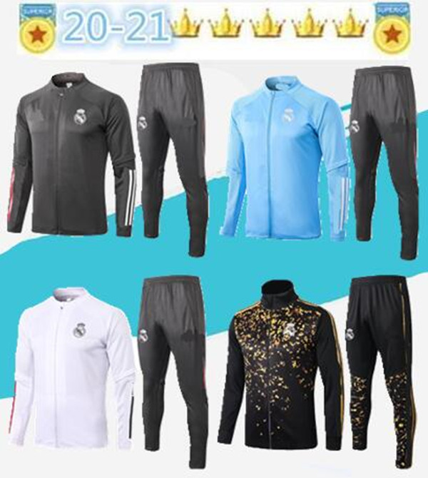 

20/21 Real Madrid soccer jacket training suit del Chandal 2020 2021 HAZARD BENZEMA MODRIC camiseta de futbol Jogging football tracksuit, Ivory