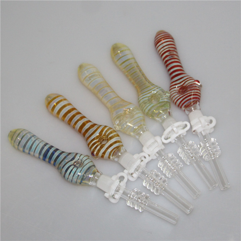 

Glass Nectar Pipe hookah Kit with Quartz Tips Dab Straw Oil Rigs Silicone water Pipe smoking bong