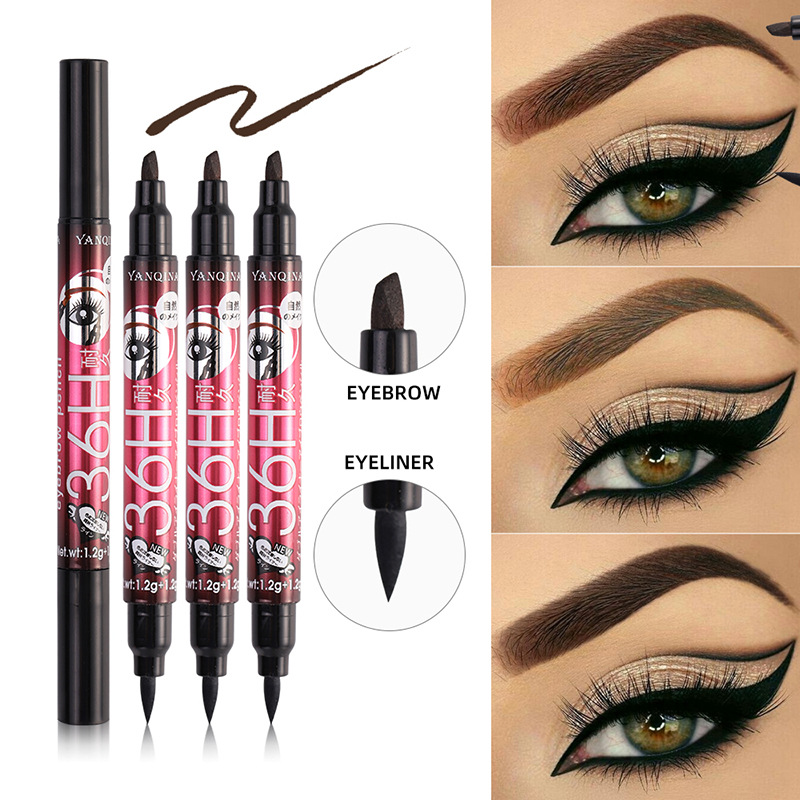

Water Brow Pencil Liquid Eyeliner Long Lasting Paint Tattoo Eyebrow Waterproof Black Brown Eye brow Makeup Set Beauty TSLM1, 01