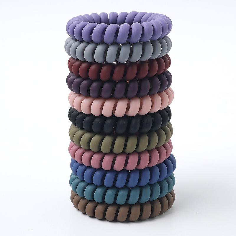 

11pcs Women MaColors Thick Big Telephone Wire Rubber Bands Stretchy Deep Colors Non-mark Spiral Coil Ropes Solid Hair Ties