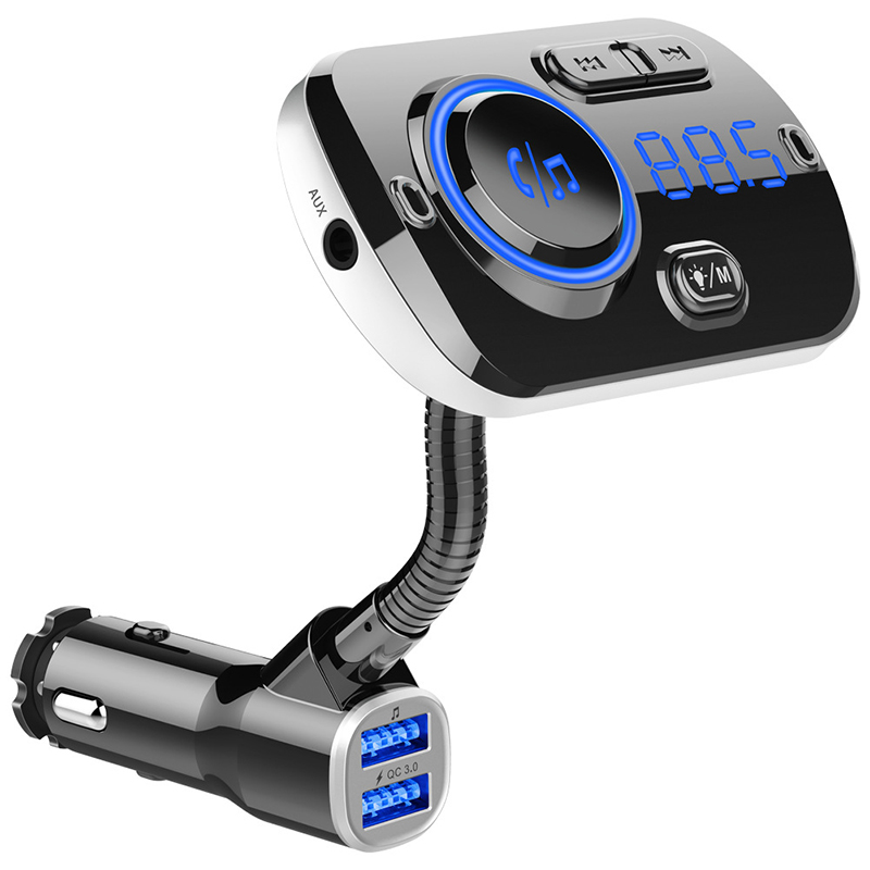 

Bluetooth 5.0 Car Kit Hands-Free Calling Fm Transmitter Aux o Car Player A2Dp Wireless Mp3 Universal Fast Charging