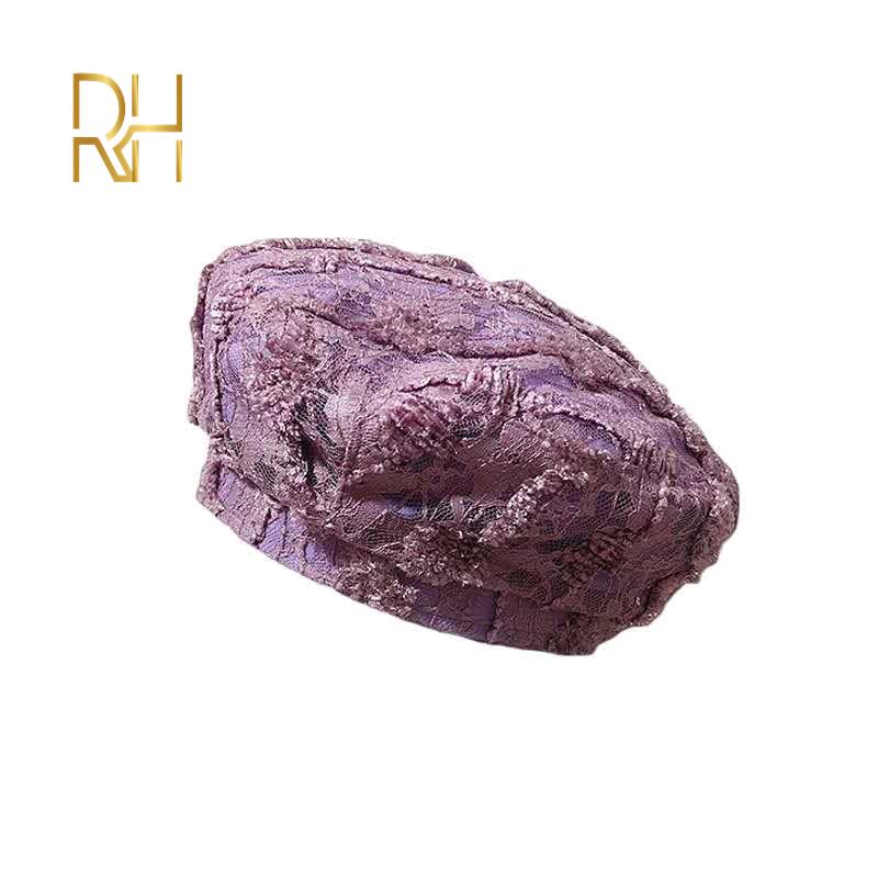 

Women Fashion Autumn Winter Hat Lace Elegant Beret Hat Female Brand Quality French Painter Cap RH, White