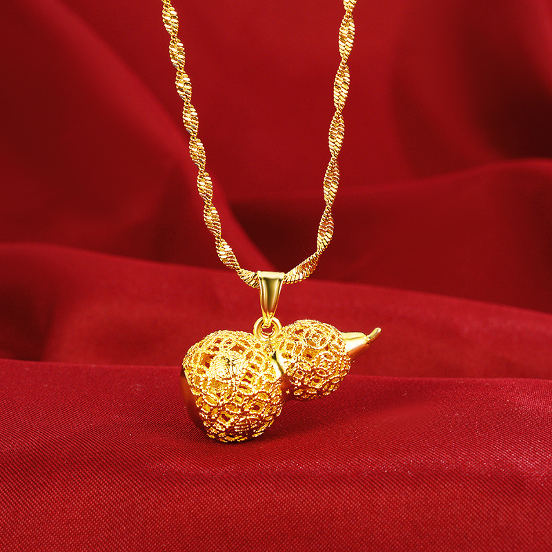 

New style retro luxury gold plated Golden gourd Necklace Pendant for women popular Brass Pendant Fashion Women Necklace