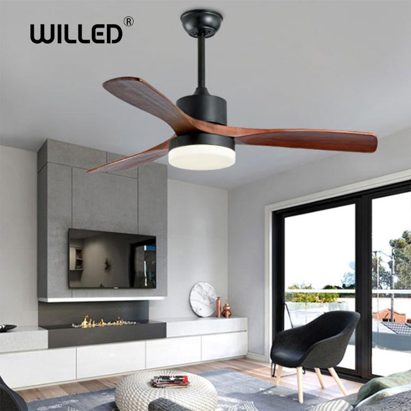 

LED Ceiling Fans lamp For Living Room 220V Wooden Ceiling Fan With Lights 42 48 52 Inch Blades Cooling Remote Dimming Lamp