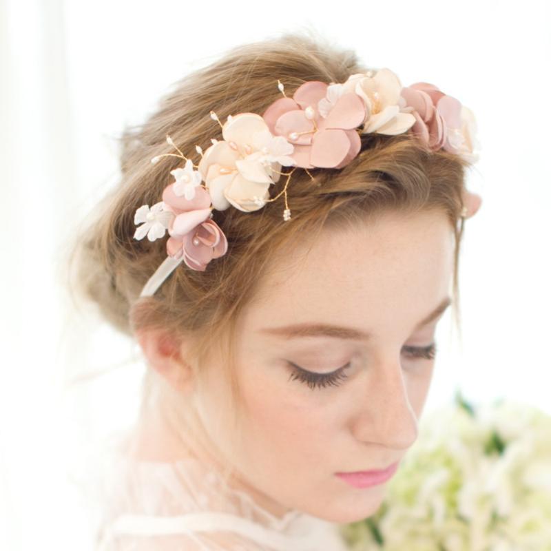 

European Fresh Wedding Bride Hair Accessories with Flower and Jewelry 6pcs