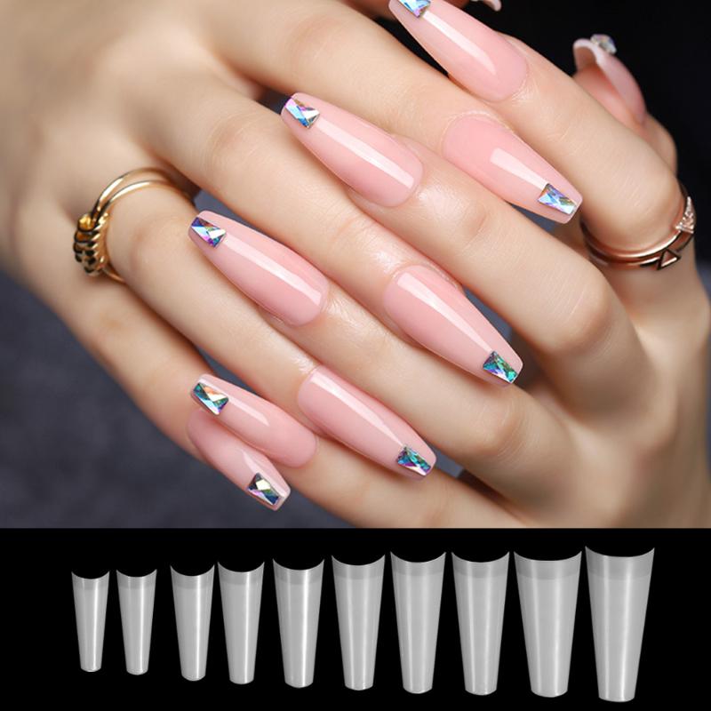 

TP False Nail Art Tips 500pcs bag 10 Size Natural Transparent French Coffin Tips Acrylic UV Gel Fake Nail Manicure Extend, Clear500pcs