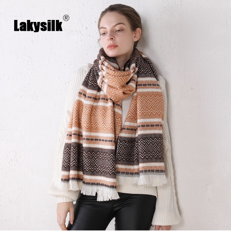

Scarves Vintage Geometric Winter Scarf Women Thick Warm Soft Cashmere Shawls Female Tassels Blanket Quality Foulard