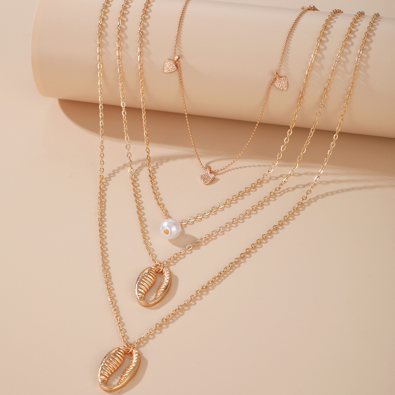 

Tocona Bohemian Shell Pendant Necklace for Women Luxury Pearl Stone Gold Multilayer Chain Choker Necklace Jewelry Gift 8190