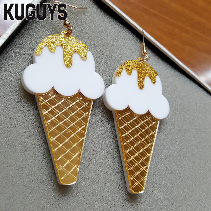 

KUGUYS Acrylic Cream Drop Earrings for Women Brincos Trendy 6.5cm Large Earring Woman Holiday Jewelry Pendientes Oorbellen