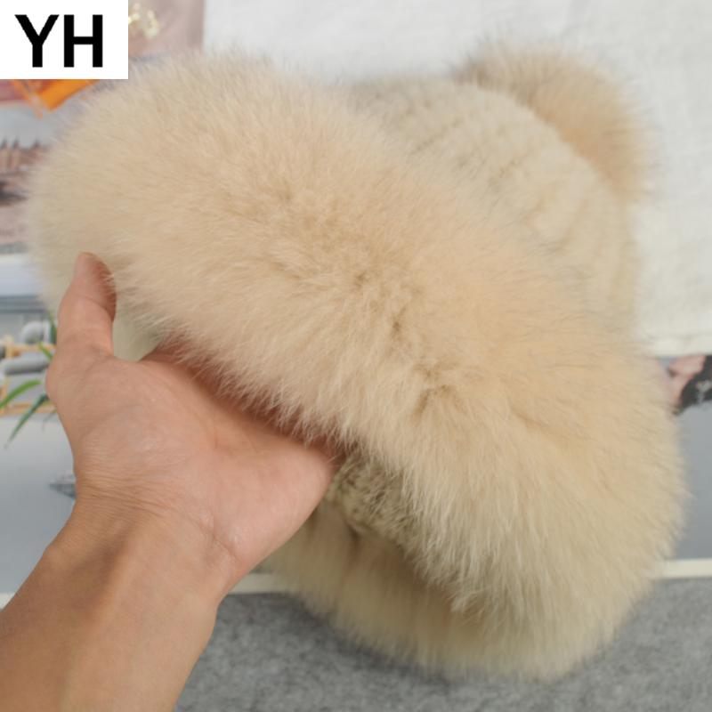 

Lady Winter Luxury Knitted Real Genuine Fur Hats Women Real Caps Beanies Party Fashion Hat Skullies, Black