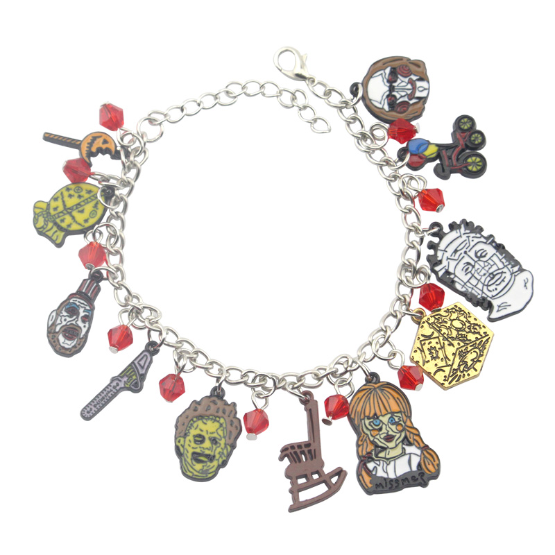 

New Annabelle Conjuring Captain Spaulding Hellraiser Leatherface Bracelet Horror Charm Bracelet for Women Jewelry Halloween Gift