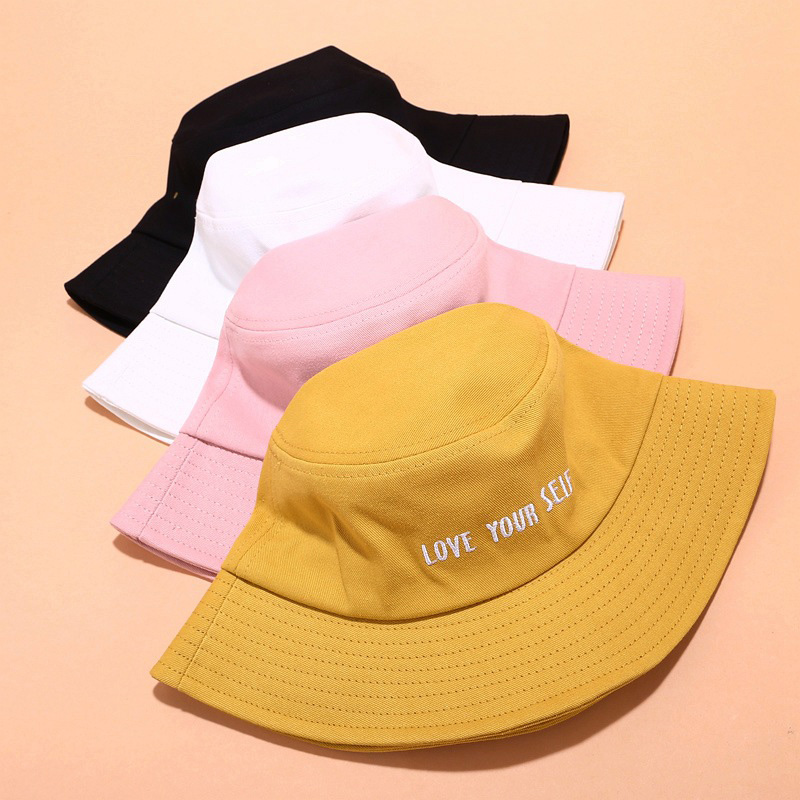 

Fisherman Hat Female Summer College Wind Embroidered Basin Cap Student Couple Sunshade Sun Hat, Pink