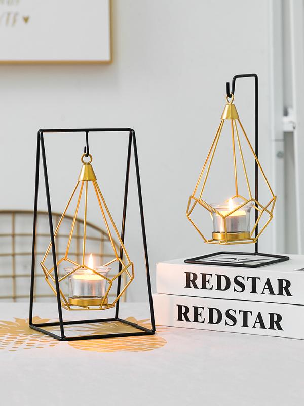 

Geometric Nordic Gold Table Candle Holder Golden Metal Lantern Romantic Candele Holders Geometric Centerpiece Home Decor II50ZT