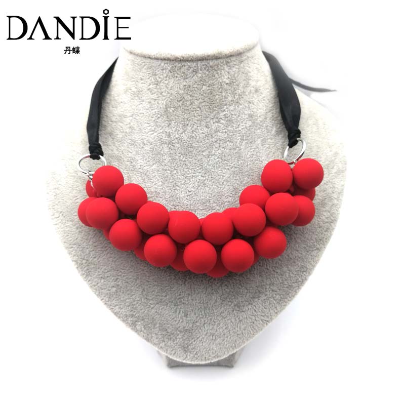 

Dandie Rubber Beads and Ribbon Elegant Short Necklace For Women, Multicolor available