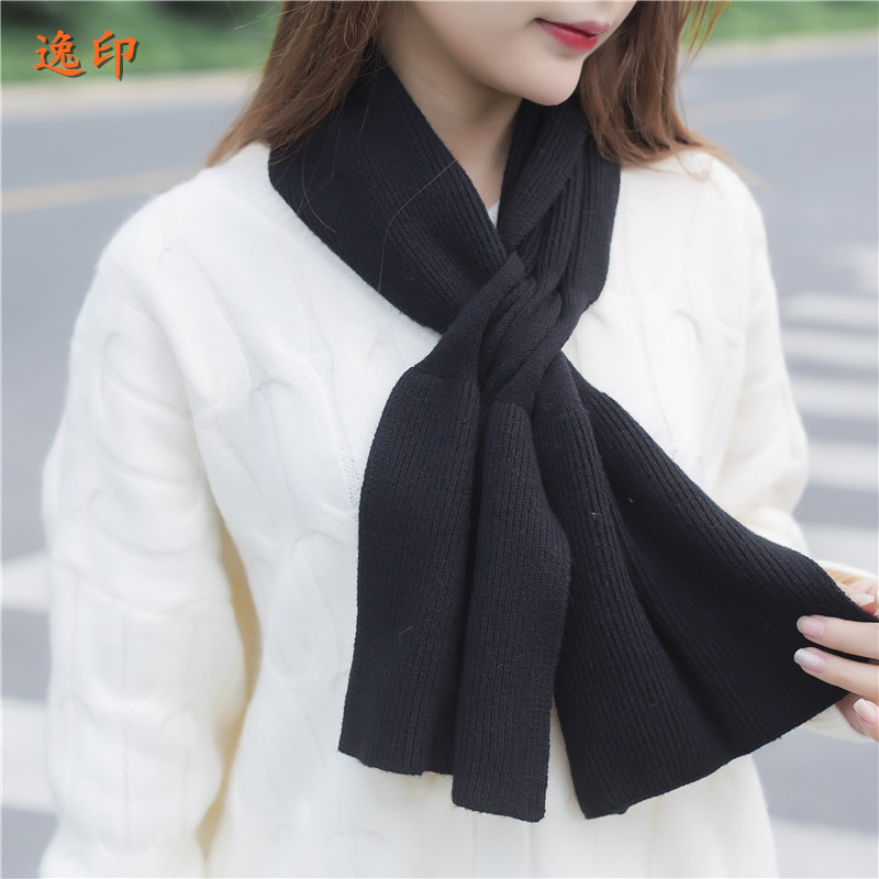

Women's woolen scarf Korean style solid color Student soft girl all-match knitted warm thickened scarf autumn and winter cross