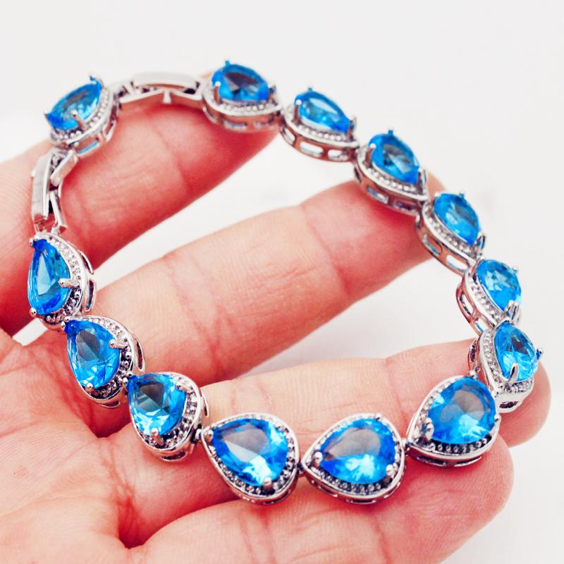 

Fahion Beautiful Waterdrop blue zircon stone Crystal Bracelet For Women Wedding Party Jewelry Female Bracelet Wholesale