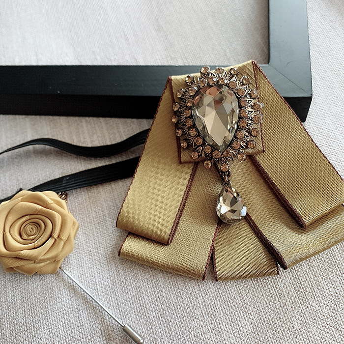 

New Men's Bow Tie Brooch Set British Multi-layer Big Collar Flower Korean Wedding Groomsman Wedding Bowtie Blazer Accessories