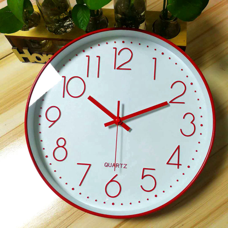 

Clocks Wall Clocks Living Room Creative Fashion Modern Simple Silent Round Office Home Red Wall Watches Home Decor
