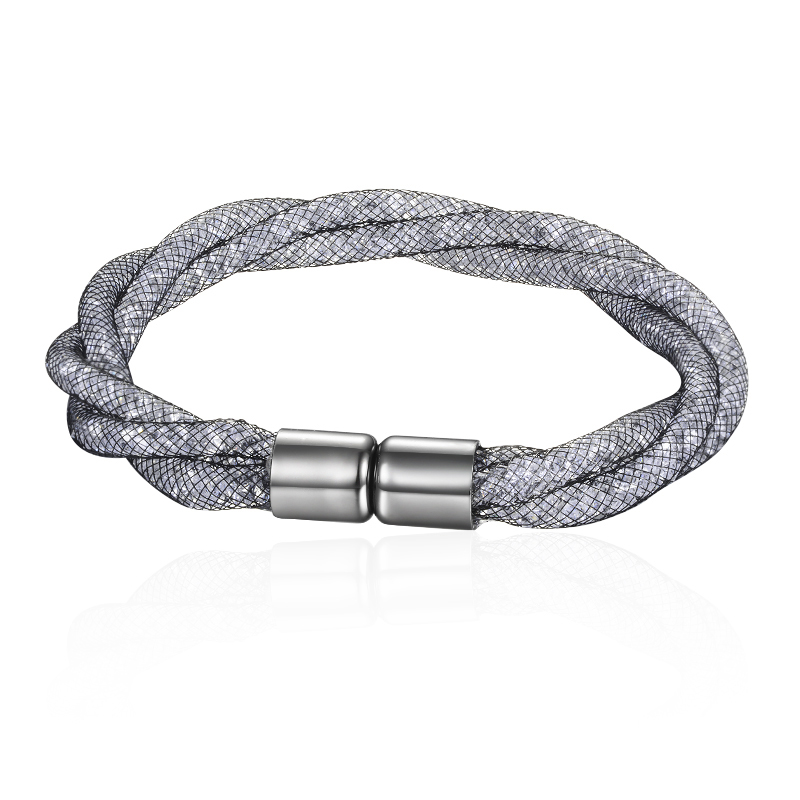 

High Quality Austrian Crystal Cuff Bracelets for Women Shiny Rhinestone Magnet Buckle Bangles for Women Simple Jewelry Gifts
