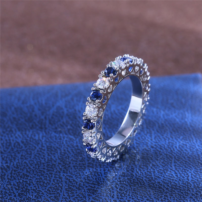 

Ring Elegant Silver Color Blue Jewelry Wedding Women Size 6-10 Ring Zircon