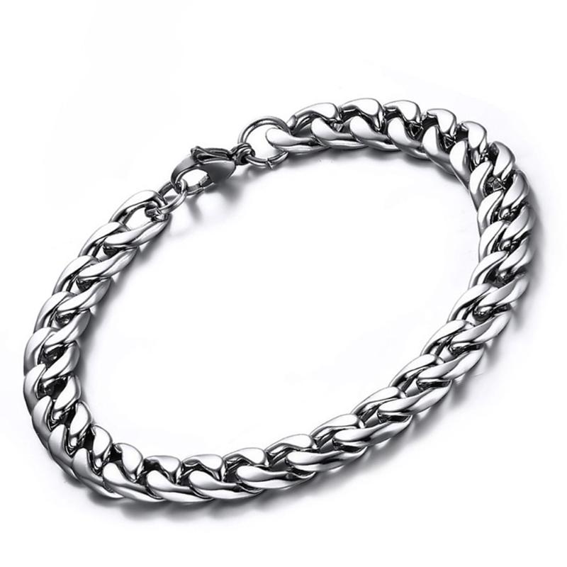 

Stainless Steel smooth Flat Chain Bracelet Wristband Men Women Bracelet Male Female Hip Hop Punk fashion Jewelry Gift wholesale