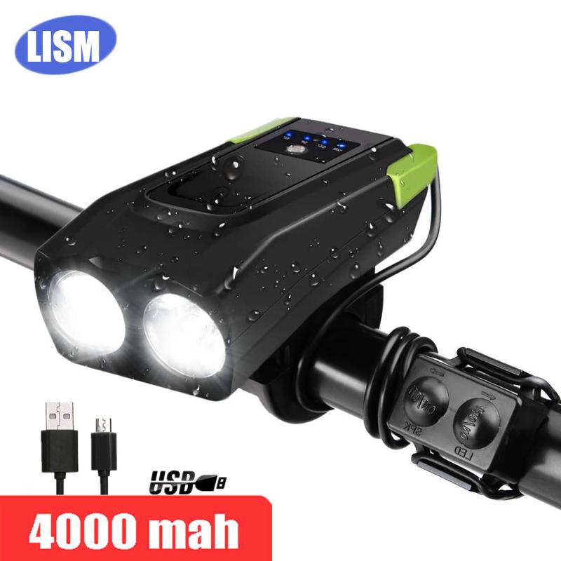 

LISM 4000mAh Induction Bicycle Front Light USB Rechargeable Smart Headlight With Horn 800 Lumen LED Bike Lamp Cycle